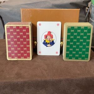Vintage Gucci Bridge Playing Card Set with Red and Green Decks